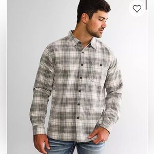 Men's north river brushed corduroy Grey and tan Plaid Button-Down Shirt